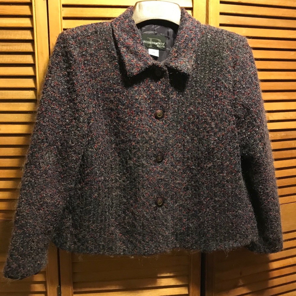 Requirements Petite Chenille Grey and Lavender Multicolored Mohair Jacket